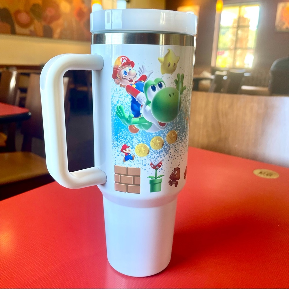 Custom 40 oz Tumbler Nintendo Super Mario Bros tumbler with hand carry handle. - Picture 3 of 7